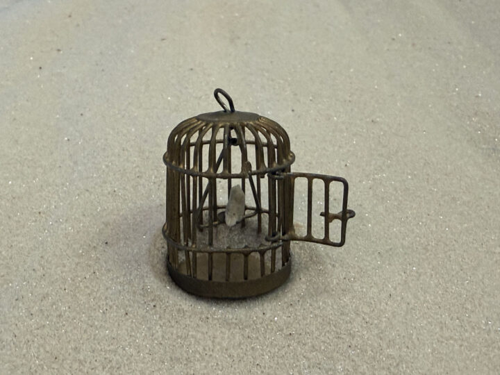 caged bird toy figurine for sandtray therapy