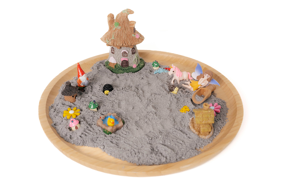 Sand tray with scene during play therapy in Beaverton