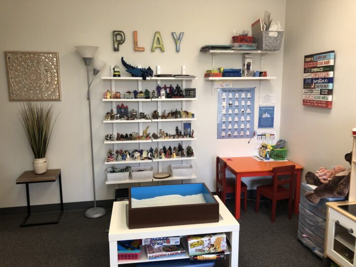 Play therapy area inside Beaverton therapy office